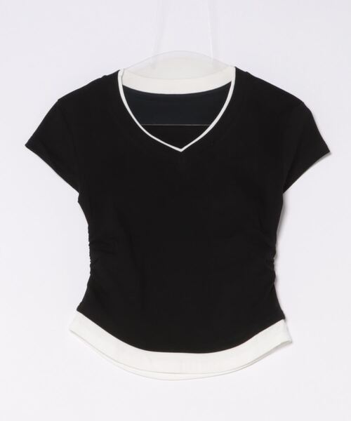 MAISON DE THERESE(メゾン ド テレーズ)の「フェイクレイヤードVネック綿Tシャツ(Tシャツ/カットソー・レディース・グレー/ブルー/ブラック・S/M/L)」の22枚目の写真