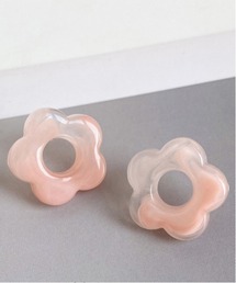 【MASHIRO】デイジーマーブルピアス お花モチーフ