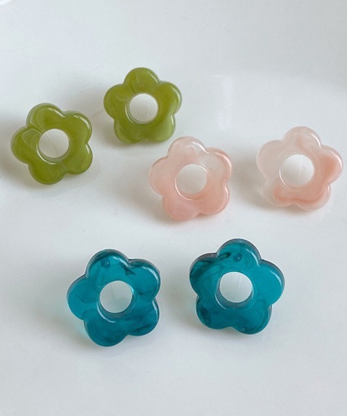 MASHIRO（マシロ）の「【MASHIRO】デイジーマーブルピアス お花モチーフ（ピアス（両耳用）・レディース・ブルー/ピンク/グリーン・FREE）」の8枚目の写真