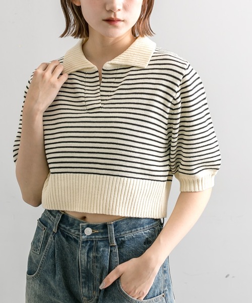 mline（エムライン）の「【4色展開】[mline]バックロゴボーダートップス（Tシャツ/カットソー・レディース・ピンク/グリーン/ブラック/アイボリー・FREE）」の20枚目の写真
