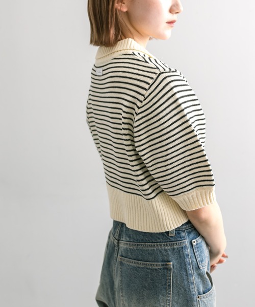 mline（エムライン）の「【4色展開】[mline]バックロゴボーダートップス（Tシャツ/カットソー・レディース・ピンク/グリーン/ブラック/アイボリー・FREE）」の15枚目の写真