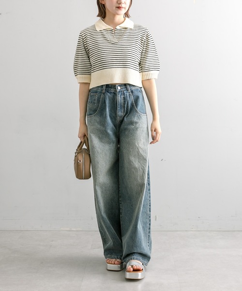 mline（エムライン）の「【4色展開】[mline]バックロゴボーダートップス（Tシャツ/カットソー・レディース・ピンク/グリーン/ブラック/アイボリー・FREE）」の16枚目の写真