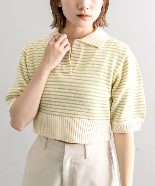 mline（エムライン）の「【4色展開】[mline]バックロゴボーダートップス（Tシャツ/カットソー・レディース・ピンク/グリーン/ブラック/アイボリー・FREE）」の17枚目の写真