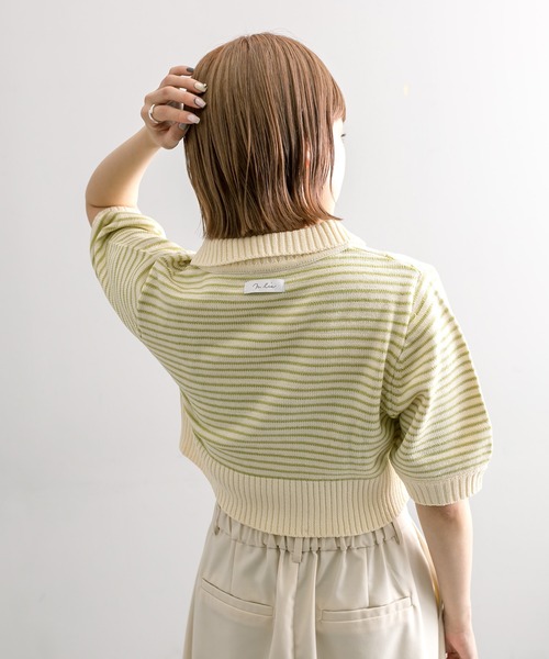 mline（エムライン）の「【4色展開】[mline]バックロゴボーダートップス（Tシャツ/カットソー・レディース・ピンク/グリーン/ブラック/アイボリー・FREE）」の18枚目の写真