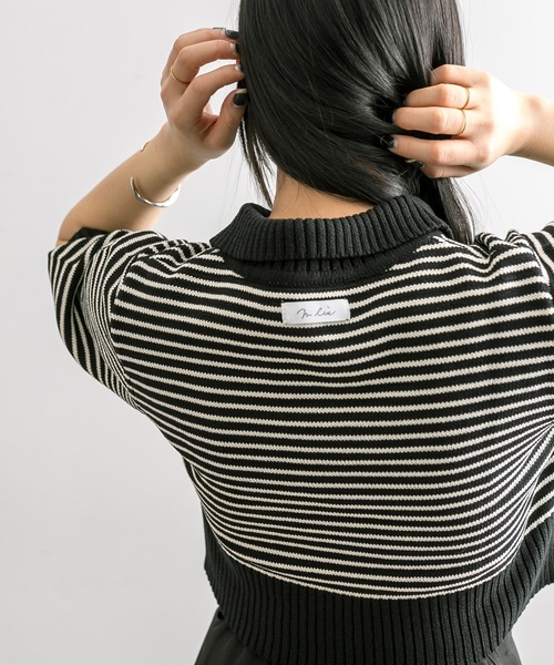 mline（エムライン）の「【4色展開】[mline]バックロゴボーダートップス（Tシャツ/カットソー・レディース・ピンク/グリーン/ブラック/アイボリー・FREE）」の10枚目の写真
