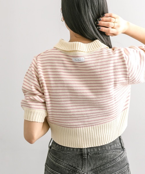 mline（エムライン）の「【4色展開】[mline]バックロゴボーダートップス（Tシャツ/カットソー・レディース・ピンク/グリーン/ブラック/アイボリー・FREE）」の13枚目の写真