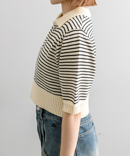 mline（エムライン）の「【4色展開】[mline]バックロゴボーダートップス（Tシャツ/カットソー・レディース・ピンク/グリーン/ブラック/アイボリー・FREE）」の7枚目の写真