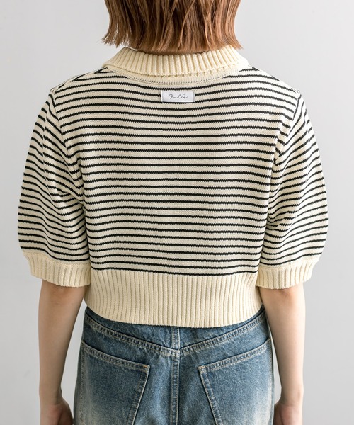 mline（エムライン）の「【4色展開】[mline]バックロゴボーダートップス（Tシャツ/カットソー・レディース・ピンク/グリーン/ブラック/アイボリー・FREE）」の21枚目の写真