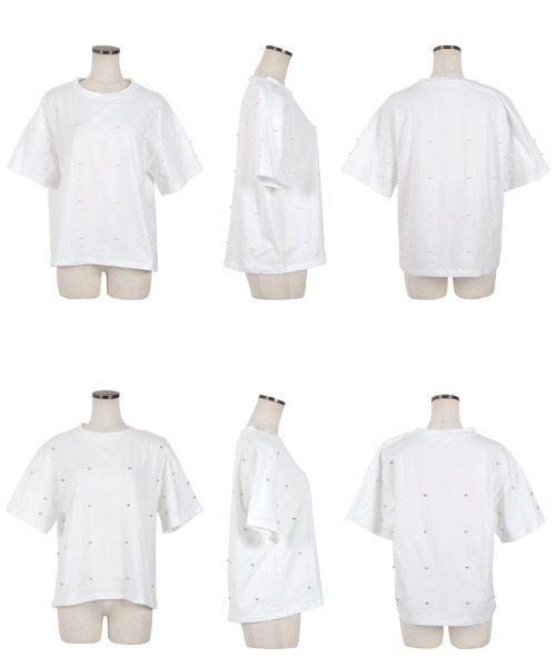 KOBE LETTUCE(コウベレタス)の「パールorビジューTシャツ(Tシャツ/カットソー・レディース・グレー系その他/ブラック/ブラック系その他/チャコールグレー/オフホワイト/ホワイト系その他・M)」の8枚目の写真
