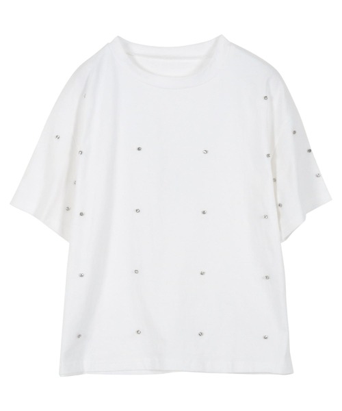 KOBE LETTUCE(コウベレタス)の「パールorビジューTシャツ(Tシャツ/カットソー・レディース・グレー系その他/ブラック/ブラック系その他/チャコールグレー/オフホワイト/ホワイト系その他・M)」の12枚目の写真
