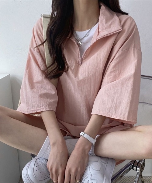 N.s（エヌドットエス）の「ハーフジップトップス＋ショートパンツセットアップ（セットアップ・レディース・グリーン/グレー/ピンク/ブラック・FREE）」の4枚目の写真