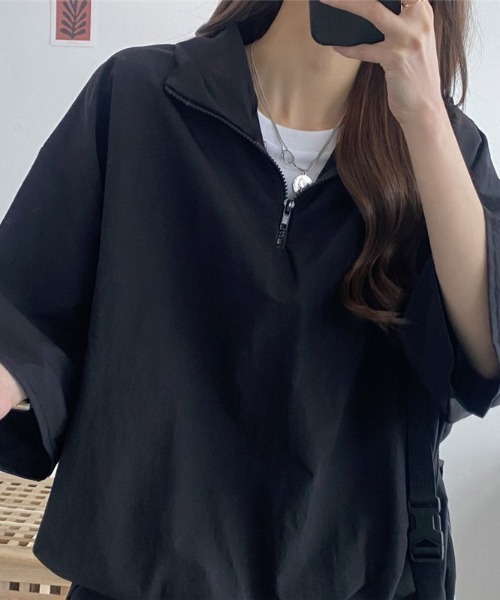 N.s（エヌドットエス）の「ハーフジップトップス＋ショートパンツセットアップ（セットアップ・レディース・グリーン/グレー/ピンク/ブラック・FREE）」の16枚目の写真