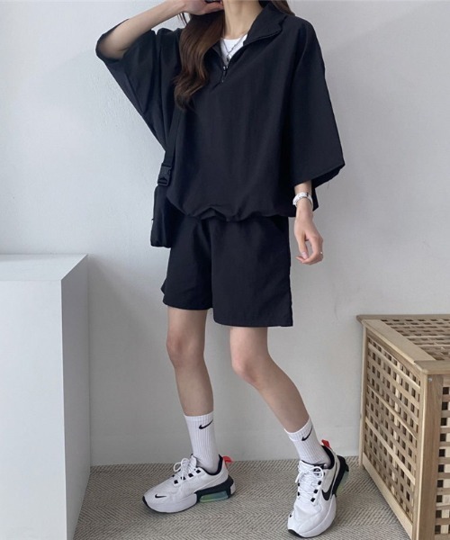 N.s（エヌドットエス）の「ハーフジップトップス＋ショートパンツセットアップ（セットアップ・レディース・グリーン/グレー/ピンク/ブラック・FREE）」の18枚目の写真