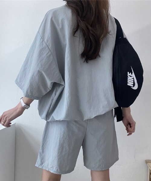 N.s（エヌドットエス）の「ハーフジップトップス＋ショートパンツセットアップ（セットアップ・レディース・グリーン/グレー/ピンク/ブラック・FREE）」の12枚目の写真