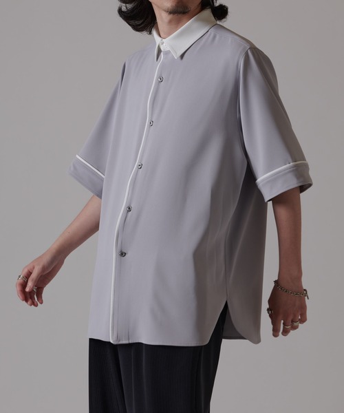 Lui's（ルイス）の「パイピングクレリック半袖シャツ（シャツ/ブラウス・メンズ・グレー/ベージュ/ホワイト・S/M）」の12枚目の写真