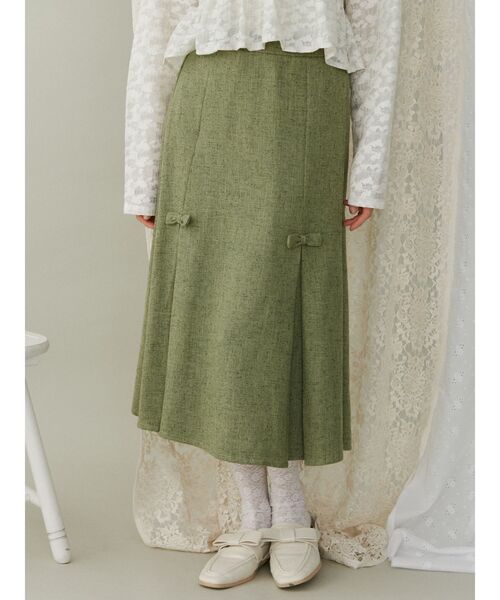 merry jenny（メリージェニー）の「リボンプリーツミディスカート（スカート・レディース・グリーン/レッド/その他1・FREE）」の4枚目の写真