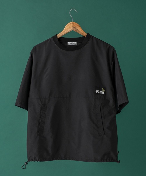 Adoon plain(アドーンプレーン)の「ナイロンリーフパッチドローコードT(Tシャツ/カットソー・メンズ・ネイビー/ブラック・MEDIUM/LARGE)」の2枚目の写真