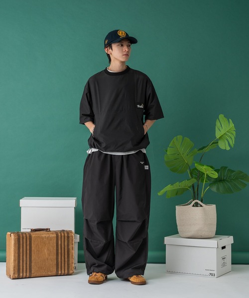 Adoon plain(アドーンプレーン)の「ナイロンリーフパッチドローコードT(Tシャツ/カットソー・メンズ・ネイビー/ブラック・MEDIUM/LARGE)」の10枚目の写真