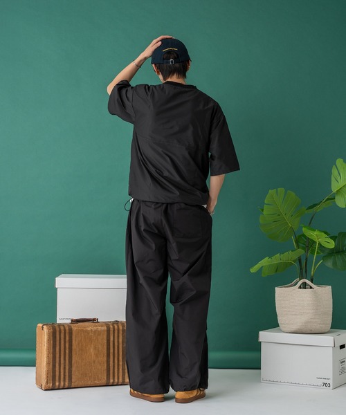 Adoon plain(アドーンプレーン)の「ナイロンリーフパッチドローコードT(Tシャツ/カットソー・メンズ・ネイビー/ブラック・MEDIUM/LARGE)」の13枚目の写真