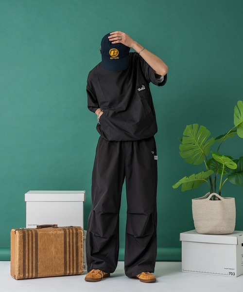 Adoon plain(アドーンプレーン)の「ナイロンリーフパッチドローコードT(Tシャツ/カットソー・メンズ・ネイビー/ブラック・MEDIUM/LARGE)」の11枚目の写真