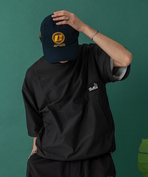 Adoon plain(アドーンプレーン)の「ナイロンリーフパッチドローコードT(Tシャツ/カットソー・メンズ・ネイビー/ブラック・MEDIUM/LARGE)」の4枚目の写真