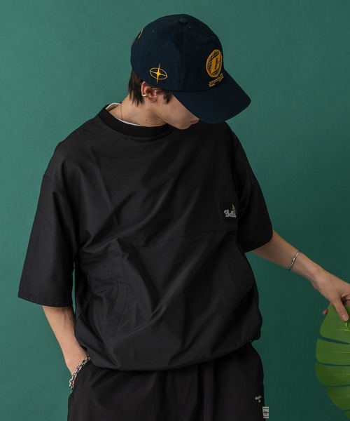 Adoon plain(アドーンプレーン)の「ナイロンリーフパッチドローコードT(Tシャツ/カットソー・メンズ・ネイビー/ブラック・MEDIUM/LARGE)」の5枚目の写真