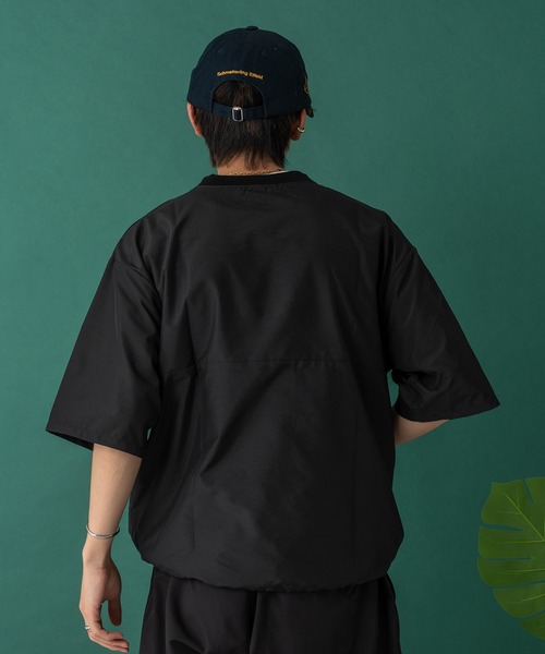 Adoon plain(アドーンプレーン)の「ナイロンリーフパッチドローコードT(Tシャツ/カットソー・メンズ・ネイビー/ブラック・MEDIUM/LARGE)」の9枚目の写真