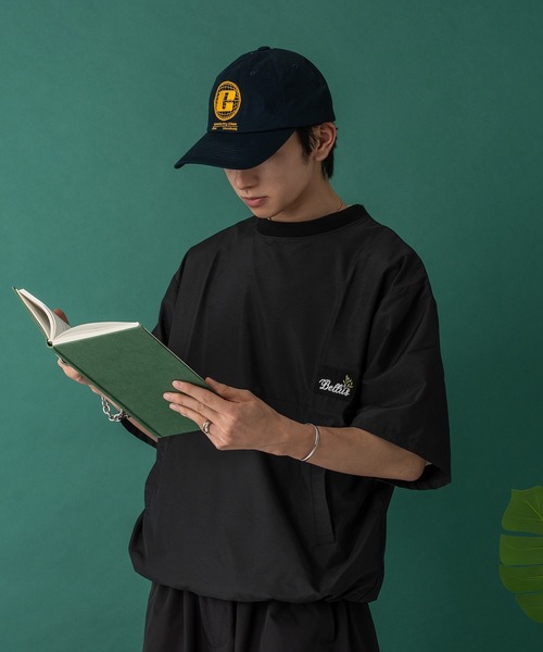 Adoon plain(アドーンプレーン)の「ナイロンリーフパッチドローコードT(Tシャツ/カットソー・メンズ・ネイビー/ブラック・MEDIUM/LARGE)」の7枚目の写真