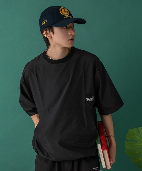 Adoon plain(アドーンプレーン)の「ナイロンリーフパッチドローコードT(Tシャツ/カットソー・メンズ・ネイビー/ブラック・MEDIUM/LARGE)」の6枚目の写真
