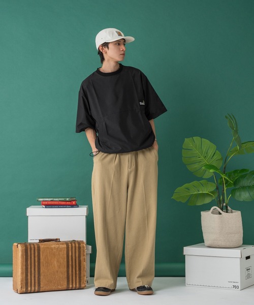 Adoon plain(アドーンプレーン)の「ナイロンリーフパッチドローコードT(Tシャツ/カットソー・メンズ・ネイビー/ブラック・MEDIUM/LARGE)」の19枚目の写真