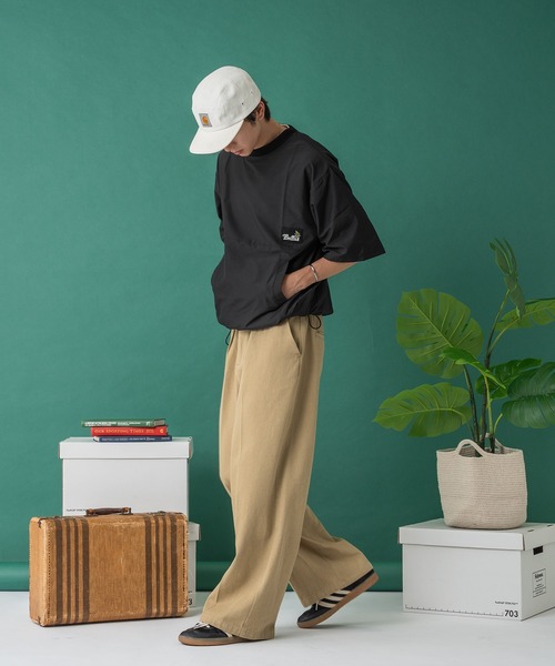 Adoon plain(アドーンプレーン)の「ナイロンリーフパッチドローコードT(Tシャツ/カットソー・メンズ・ネイビー/ブラック・MEDIUM/LARGE)」の22枚目の写真