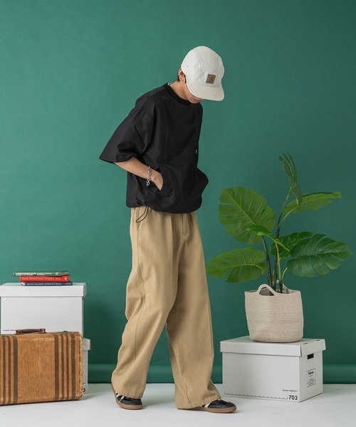 Adoon plain(アドーンプレーン)の「ナイロンリーフパッチドローコードT(Tシャツ/カットソー・メンズ・ネイビー/ブラック・MEDIUM/LARGE)」の21枚目の写真