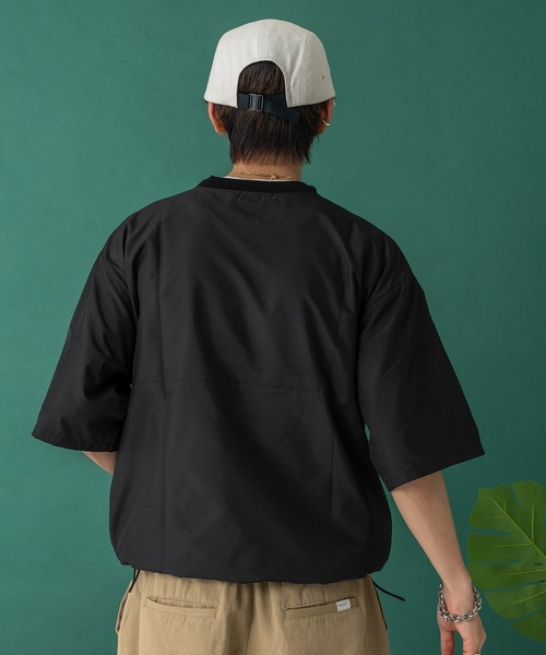 Adoon plain(アドーンプレーン)の「ナイロンリーフパッチドローコードT(Tシャツ/カットソー・メンズ・ネイビー/ブラック・MEDIUM/LARGE)」の17枚目の写真