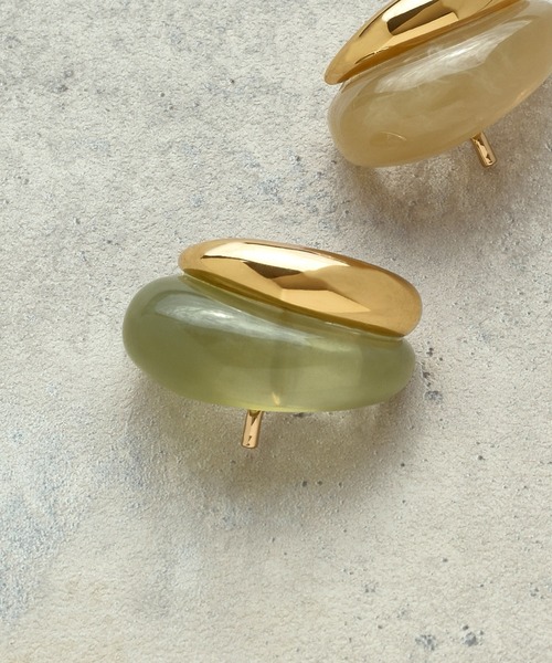 秋の足音 グリーン系ラウンドレジンヘアゴム