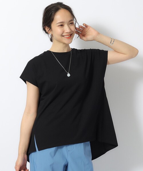 DRESKIP（ドレスキップ）の「【洗える/UV】Aライン 後ろタック フレンチトップス（Tシャツ/カットソー・レディース・ブラック/グリーン系/ライトイエロー系/ライトベージュ・02/03/04）」の2枚目の写真