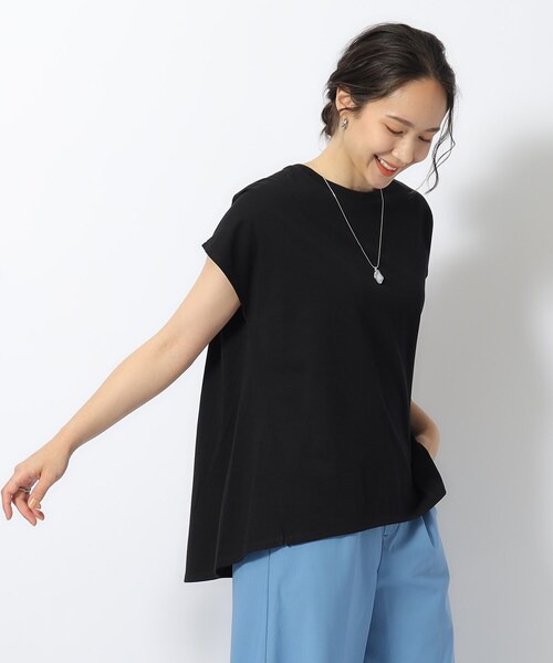 DRESKIP（ドレスキップ）の「【洗える/UV】Aライン 後ろタック フレンチトップス（Tシャツ/カットソー・レディース・ブラック/グリーン系/ライトイエロー系/ライトベージュ・02/03/04）」の6枚目の写真