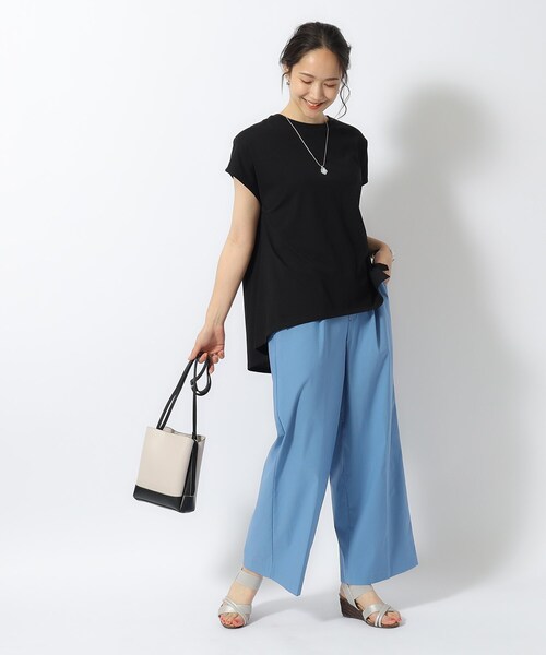 DRESKIP（ドレスキップ）の「【洗える/UV】Aライン 後ろタック フレンチトップス（Tシャツ/カットソー・レディース・ブラック/グリーン系/ライトイエロー系/ライトベージュ・02/03/04）」の7枚目の写真