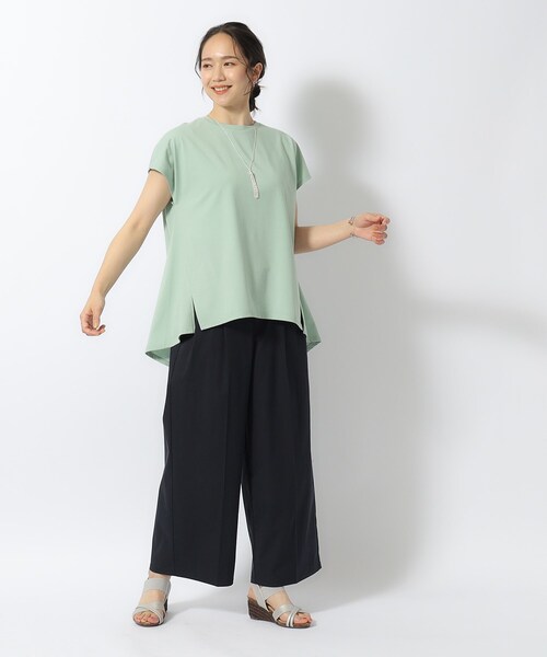 DRESKIP（ドレスキップ）の「【洗える/UV】Aライン 後ろタック フレンチトップス（Tシャツ/カットソー・レディース・ブラック/グリーン系/ライトイエロー系/ライトベージュ・02/03/04）」の19枚目の写真