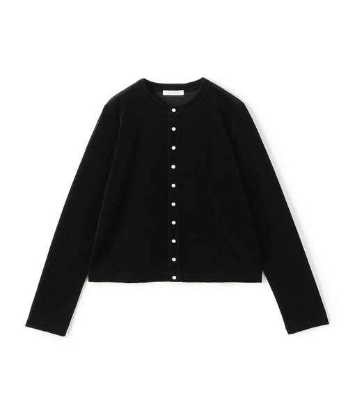 コットンポリエステルベロア クルーネックカーディガン（カーディガン  
