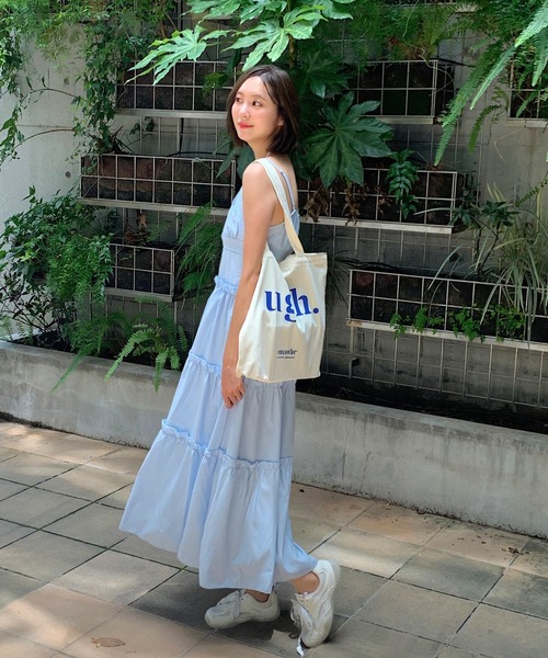 Teem Store（チームストア）の「ティアード ロング ヘンリーネックキャミフレアワンピース（ワンピース・レディース・ブルー/ピンク/ホワイト・F）」の13枚目の写真