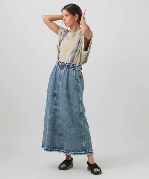 BAYFLOW（ベイフロー）の「[2WAYデザイン]ウエストギャザージャンパースカート（ジャンパースカート・レディース・ブラック/インディゴブルー/カーキ・SMALL/MEDIUM）」の10枚目の写真