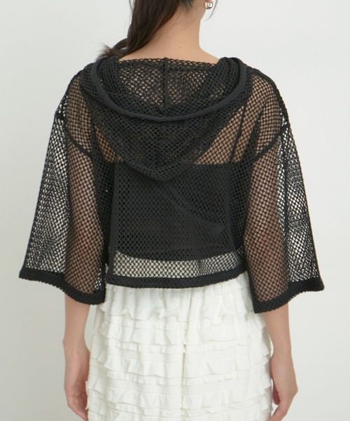 VIS（ビス）の「【洗える】メッシュフーテッドカーディガン（カーディガン/ボレロ・レディース・ブラック/ホワイト系その他7・FREE）」の13枚目の写真