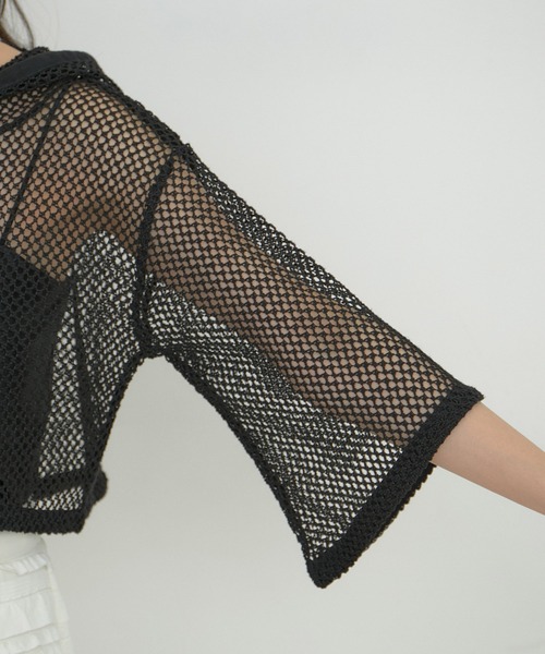 VIS（ビス）の「【洗える】メッシュフーテッドカーディガン（カーディガン/ボレロ・レディース・ブラック/ホワイト系その他7・FREE）」の15枚目の写真