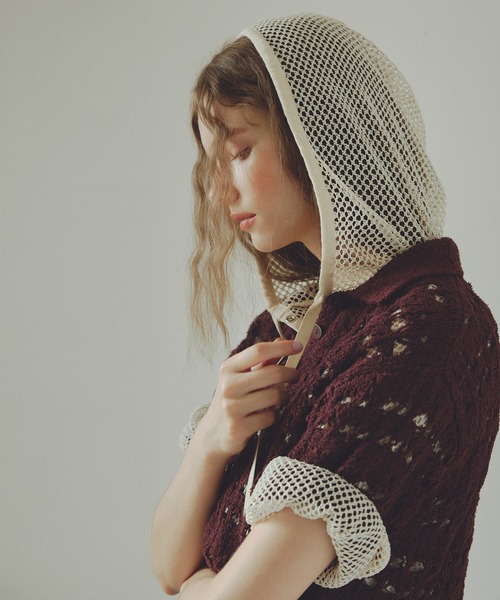 VIS（ビス）の「【洗える】メッシュフーテッドカーディガン（カーディガン/ボレロ・レディース・ブラック/ホワイト系その他7・FREE）」の4枚目の写真