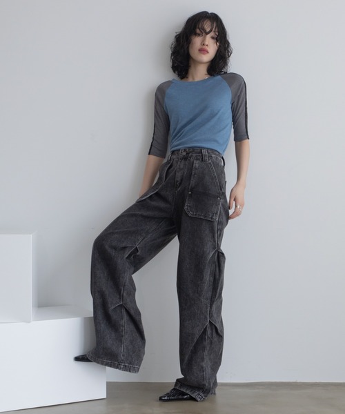 VACANCY（ヴァカンシー）の「デニムタックカーゴパンツ（デニムパンツ・レディース・ホワイト/ブラック/ブルー・SMALL/LARGE/MEDIUM）」の22枚目の写真