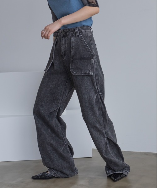 VACANCY（ヴァカンシー）の「デニムタックカーゴパンツ（デニムパンツ・レディース・ホワイト/ブラック/ブルー・SMALL/LARGE/MEDIUM）」の14枚目の写真