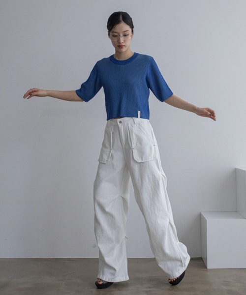 VACANCY（ヴァカンシー）の「デニムタックカーゴパンツ（デニムパンツ・レディース・ホワイト/ブラック/ブルー・SMALL/LARGE/MEDIUM）」の10枚目の写真