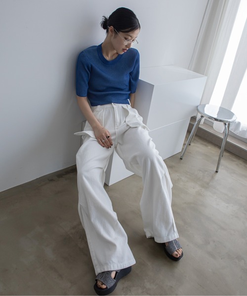 VACANCY（ヴァカンシー）の「デニムタックカーゴパンツ（デニムパンツ・レディース・ホワイト/ブラック/ブルー・SMALL/LARGE/MEDIUM）」の11枚目の写真