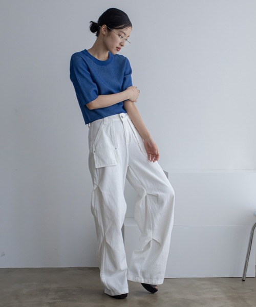 VACANCY（ヴァカンシー）の「デニムタックカーゴパンツ（デニムパンツ・レディース・ホワイト/ブラック/ブルー・SMALL/LARGE/MEDIUM）」の8枚目の写真