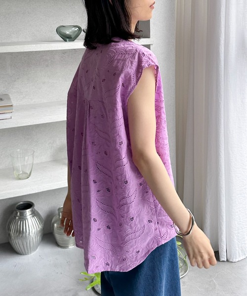 Doux archives（ドゥアルシーヴ）の「レースフレンチスリーブブラウス（シャツ/ブラウス・レディース・ピンク/ブラック/ホワイト・FREE）」の6枚目の写真